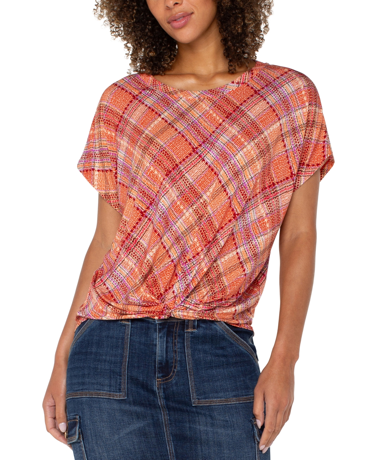 Liverpool Los Angeles Liverpool Los Angels Petite Twisted Crewneck Top In Multi