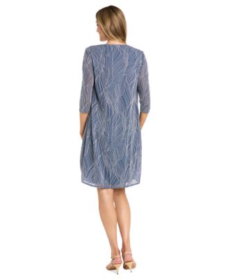 Women's 2.Piece Metallic Print Open-Front Jacket & Scoop-Neck Necklace Dress