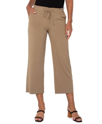Petite Cropped Pull-On Wide-Leg Pants