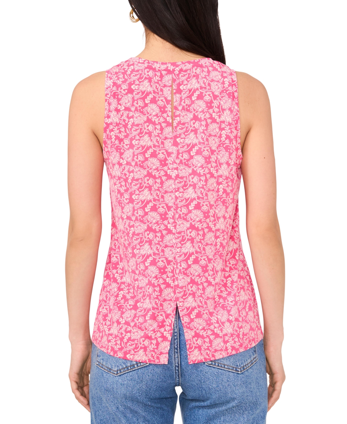 Vince Camuto Women's Printed Keyhole-back Tank Top In Pink