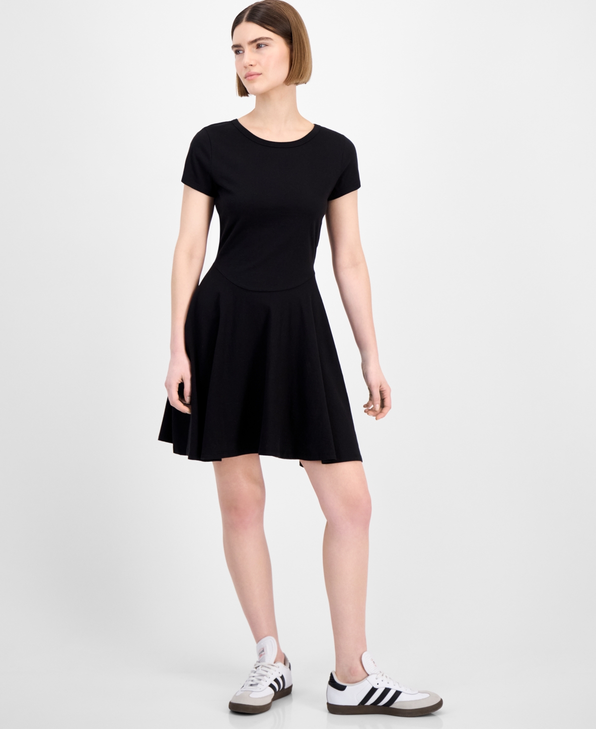 Juniors' Fit & Flare Knit Mini Dress - Heather Grey