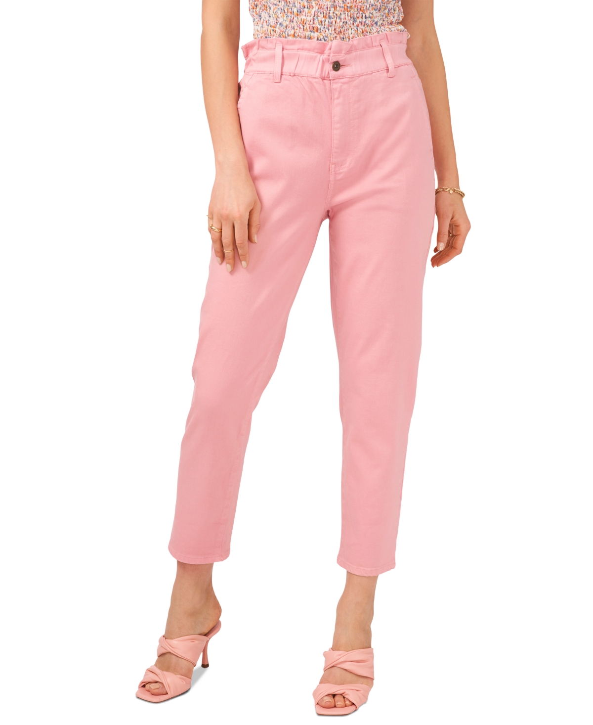 1.state Fly Front Paperbag Pant In Pink