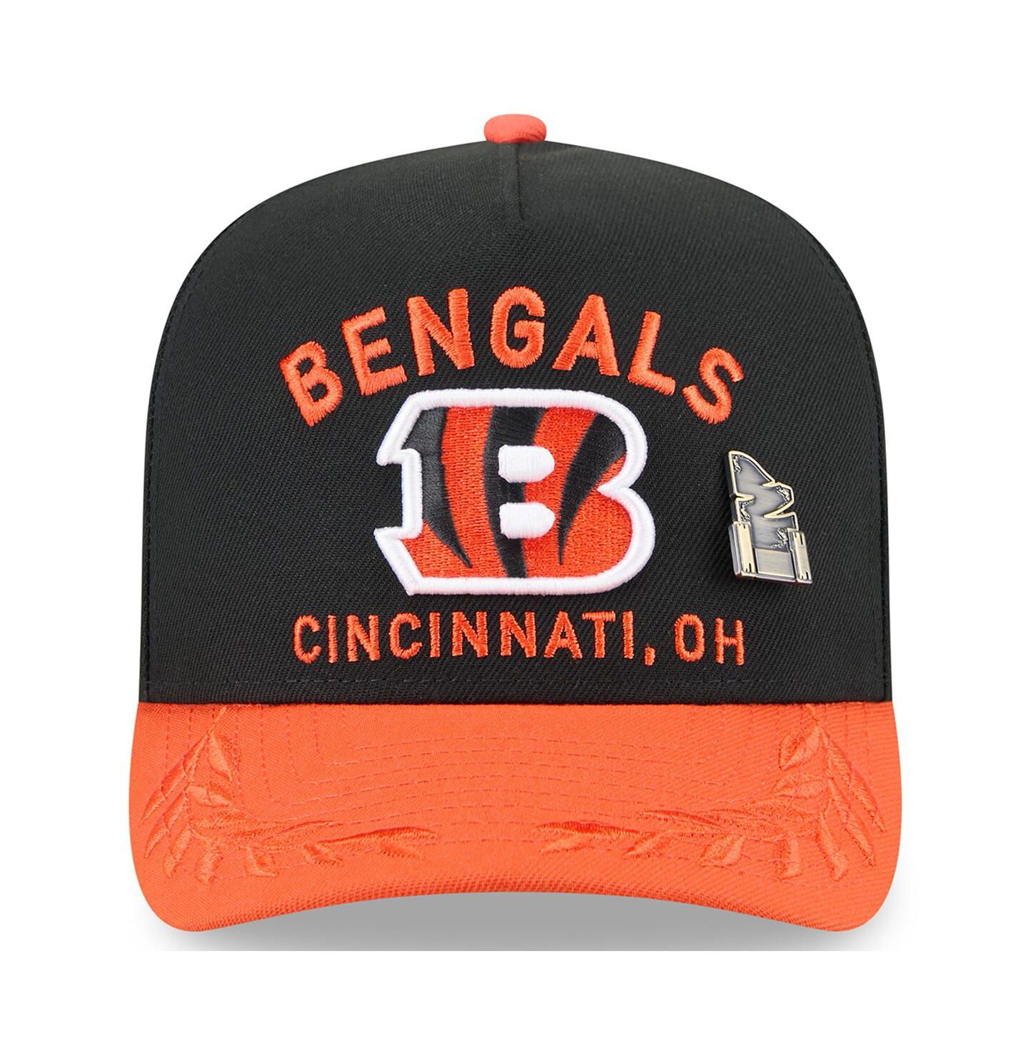 Мужская кепка New Era Black/Orange Cincinnati Bengals 2025 NFL Draft On Stage A-Frame 59FIFTY Fitted Hat — фото 5