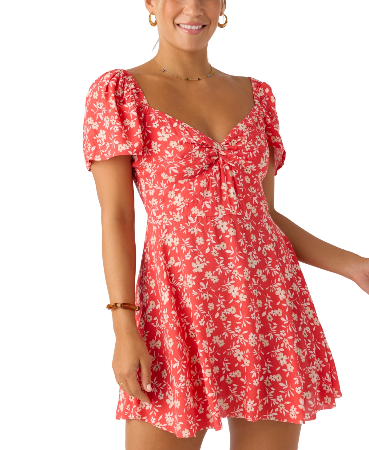 O'neill Juniors' Carina Printed Puff-sleeve Mini Dress