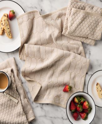 Honeycomb Chambray Textured Cotton Kitchen Towel Set, 16" x 28"