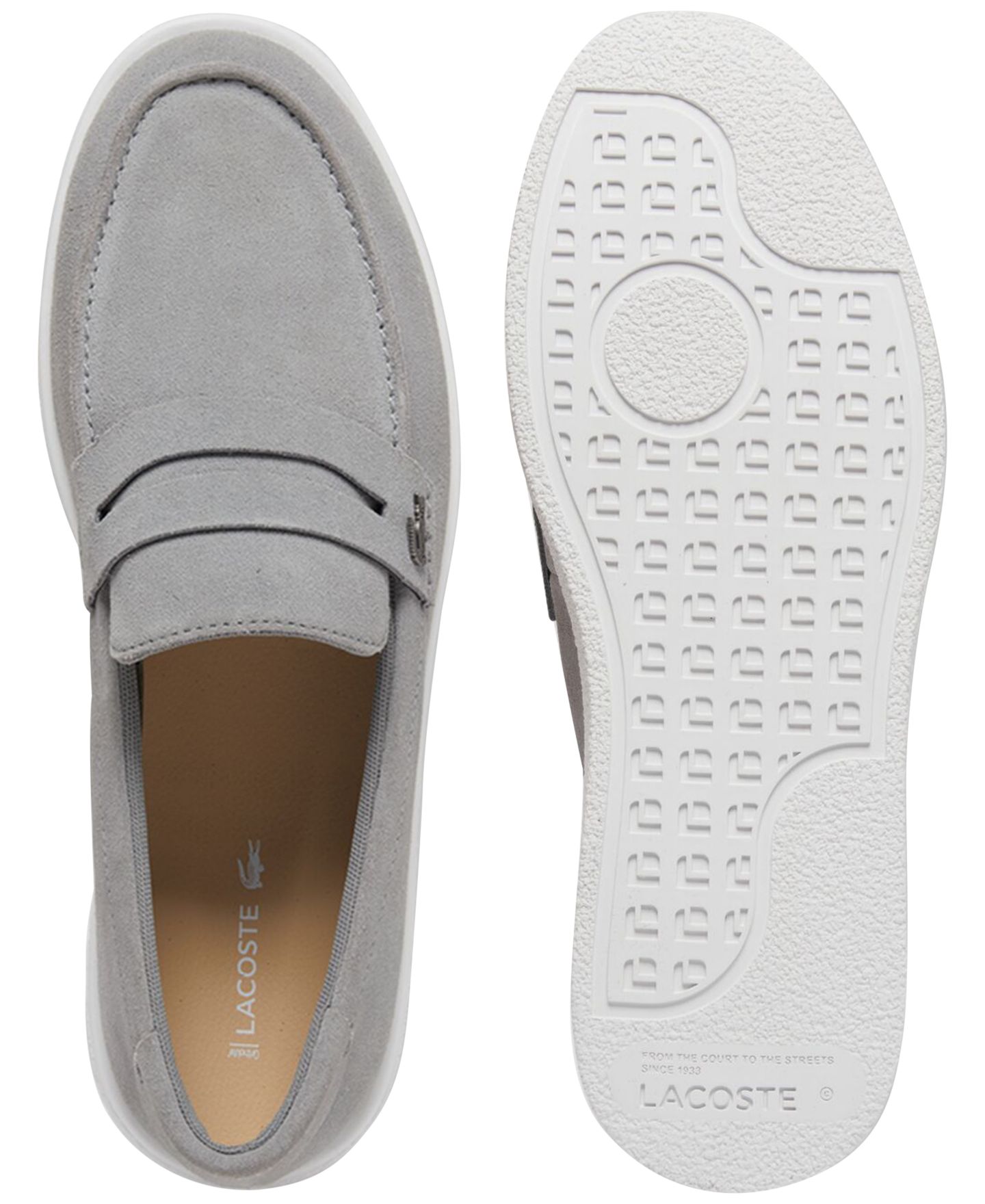 Мужские туфли Lacoste Cochet Casual Slip-On, цвет: Серый / Белый — фото 5