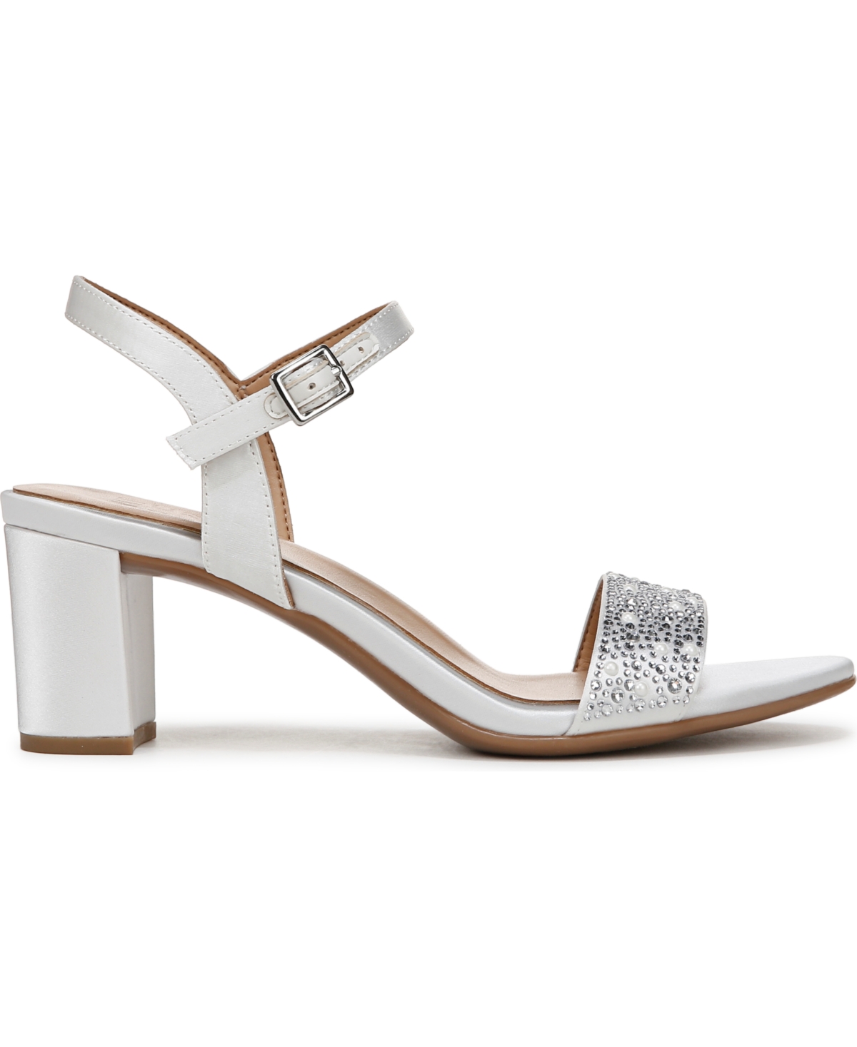 Naturalizer Bristol Ankle Strap Sandal In Pearl White Fabric
