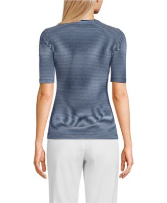 Women's Lightweight Jersey Skimming Elbow Sleeve Crew Neck T-shirt