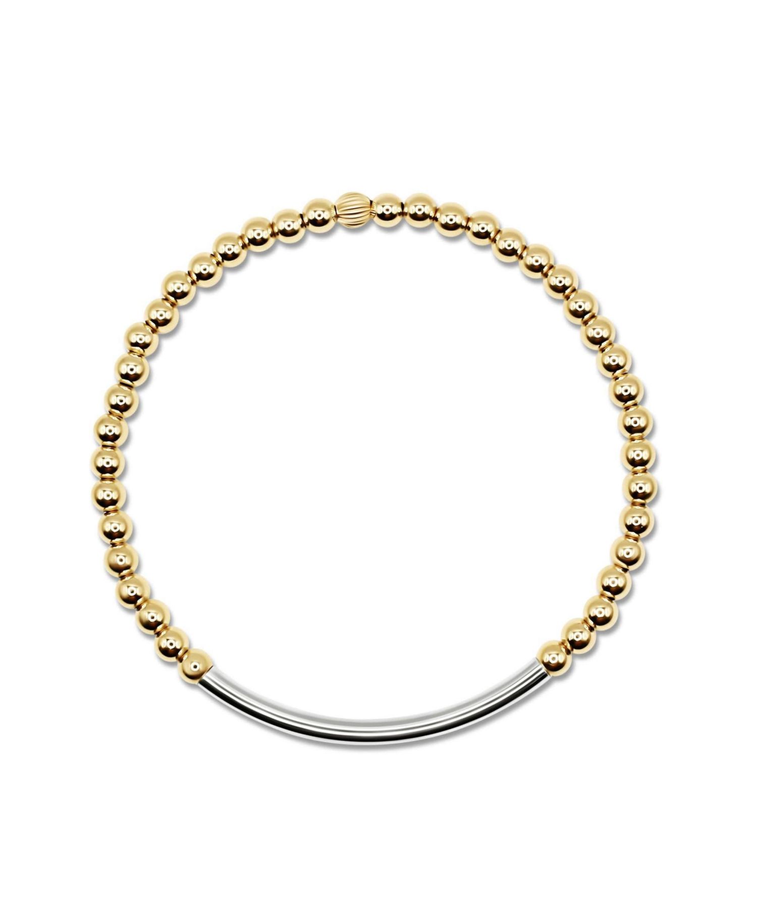 4mm Gold Filled Ball and Sterling Silver Tube Stretch Bracelet