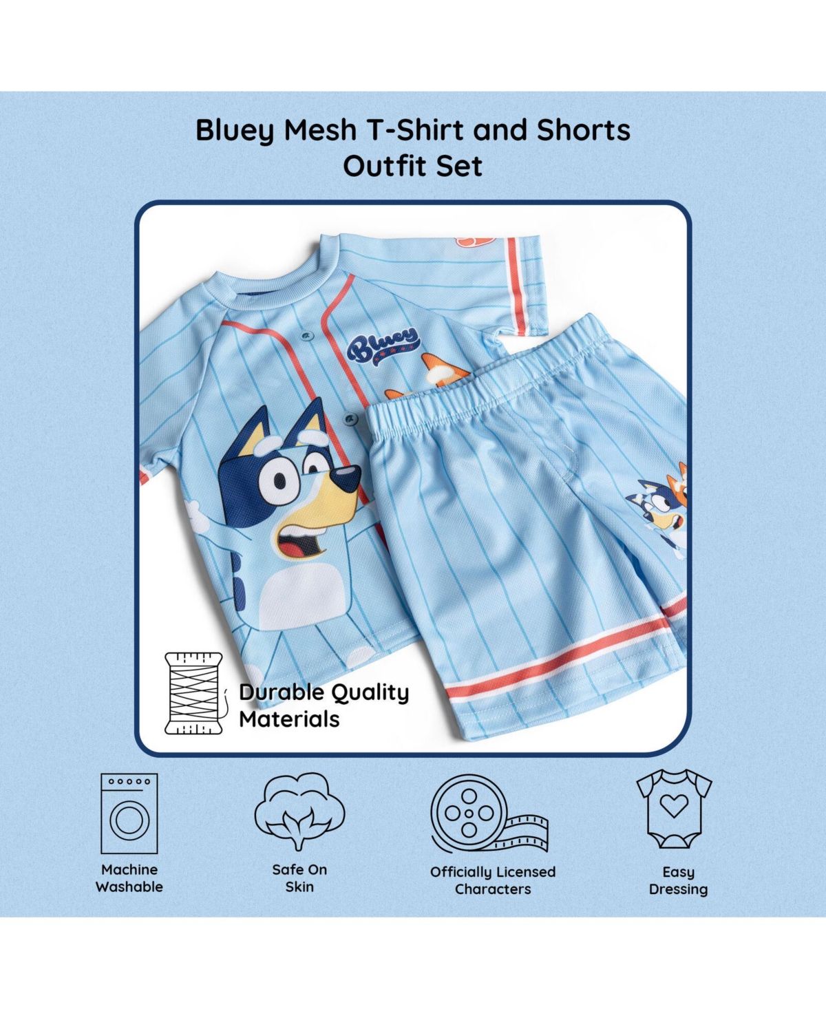 Bluey Baby Boys Mesh T-Shirt and Shorts Outfit Set