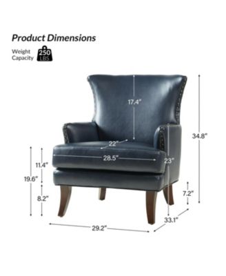 Aviles 29.2" W Leather Wingback Armchair