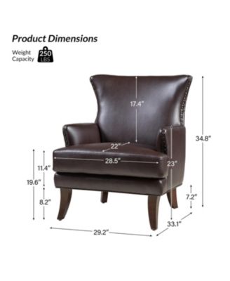 Aviles 29.2" W Leather Wingback Armchair