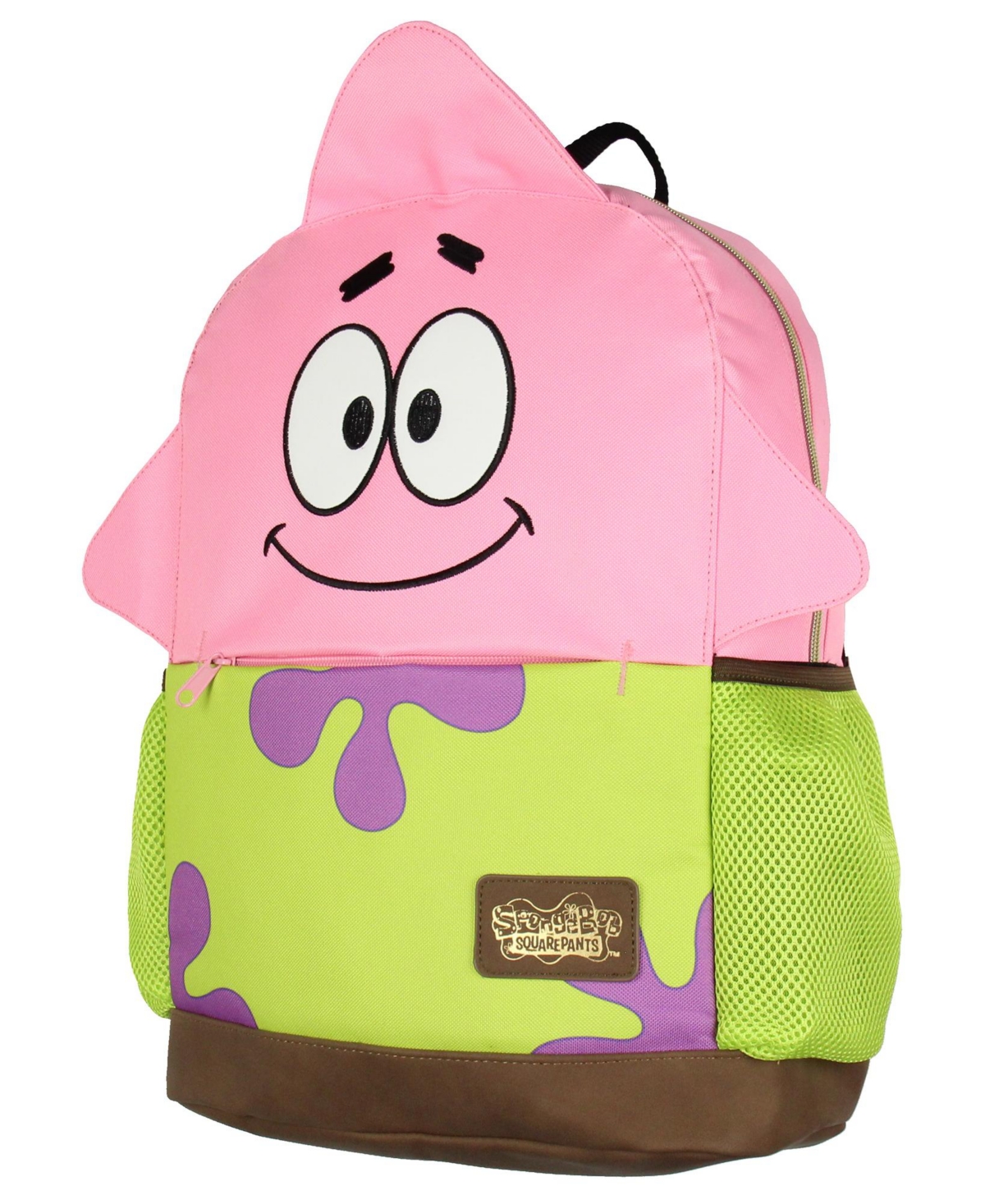 Patrick Star School Travel Backpack With Faux Leather Bottom