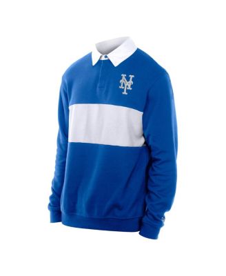 Men's Royal New York Mets Throwback Prep Color Block Rugby Polo Shirt