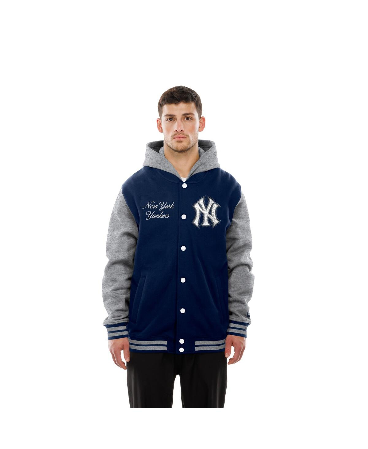 NEW ERA MEN'S NAVY NEW YORK YANKEES THROWBACK PREP FULL-SNAP HOODIE JACKET 