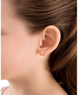 Children's 14K Gold Blissful Heart Studs Girls' Screw Back Earrings