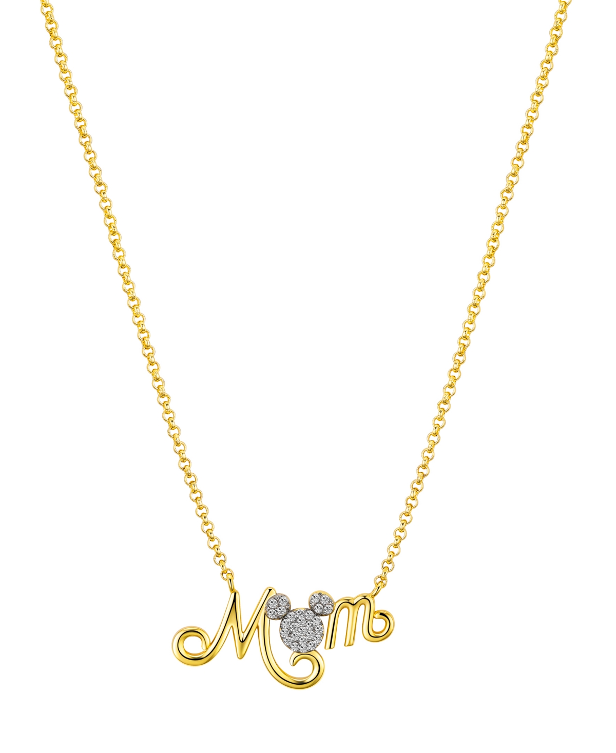 Cubic Zirconia Mickey Mouse Mom Necklace - Two-Tone