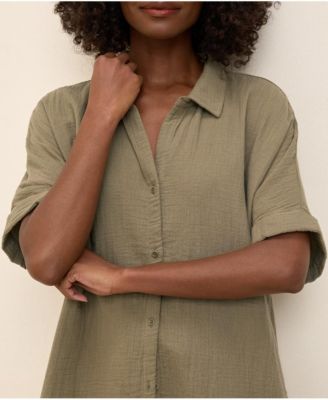 Women's Organic Cotton Coastal Double Gauze Oversized Shirt -