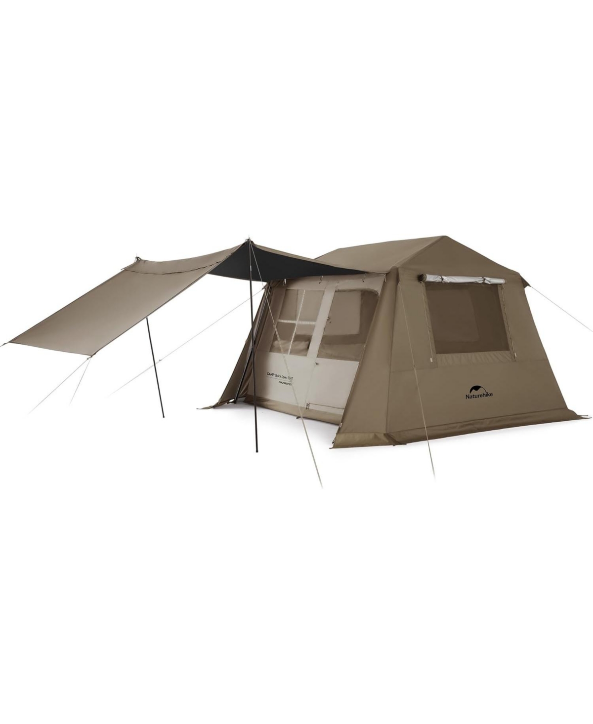 Village Camping Tent, 4 Person Tents for Camping, 60S Easy Setup Instant Tent for Family Camping, Car Camping - Brown