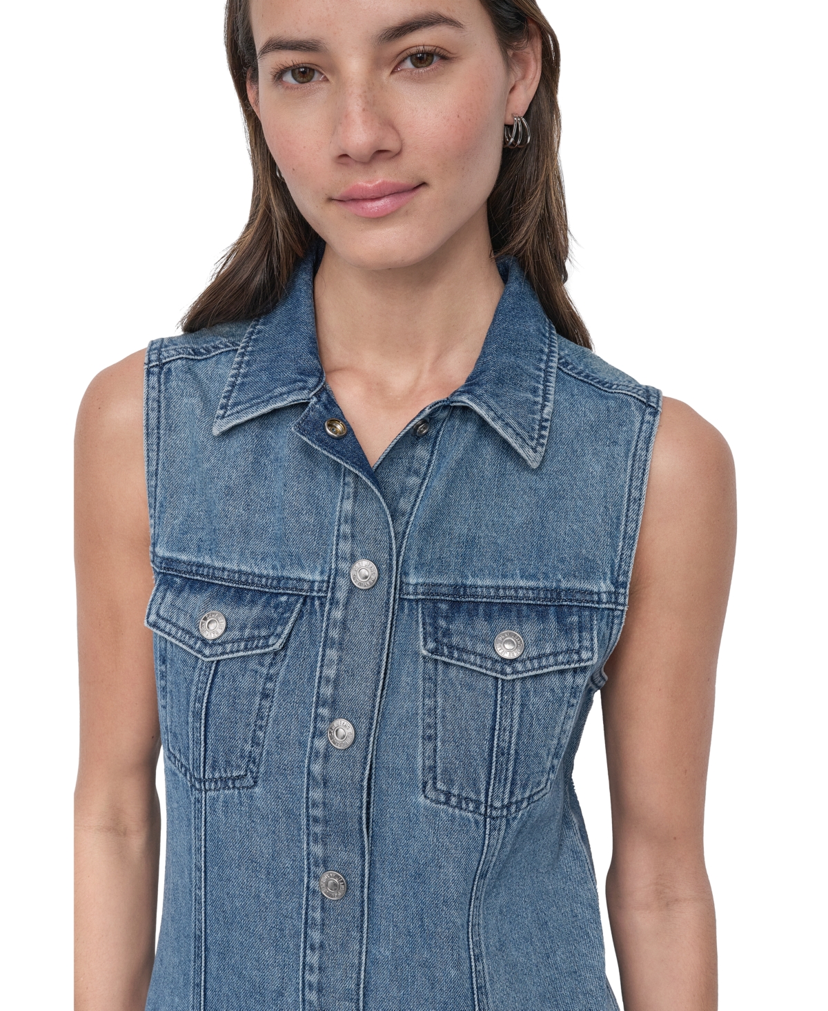 DKNY JEANS WOMEN'S SLEEVELESS DENIM MAXI DRESS 