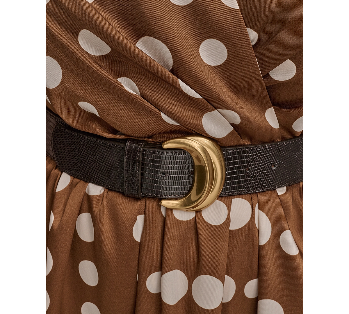 DONNA KARAN DONNA KAARAN NEW YORK PLUS SIZE POLKA-DOT BELTED MIDI DRESS 
