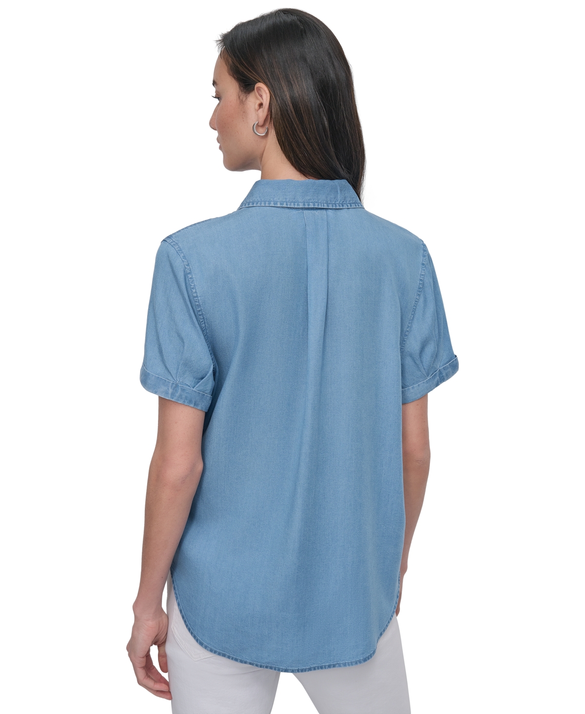 DKNY JEANS WOMEN'S ROLLED-SLEEVE BUTTON-UP SHIRT 
