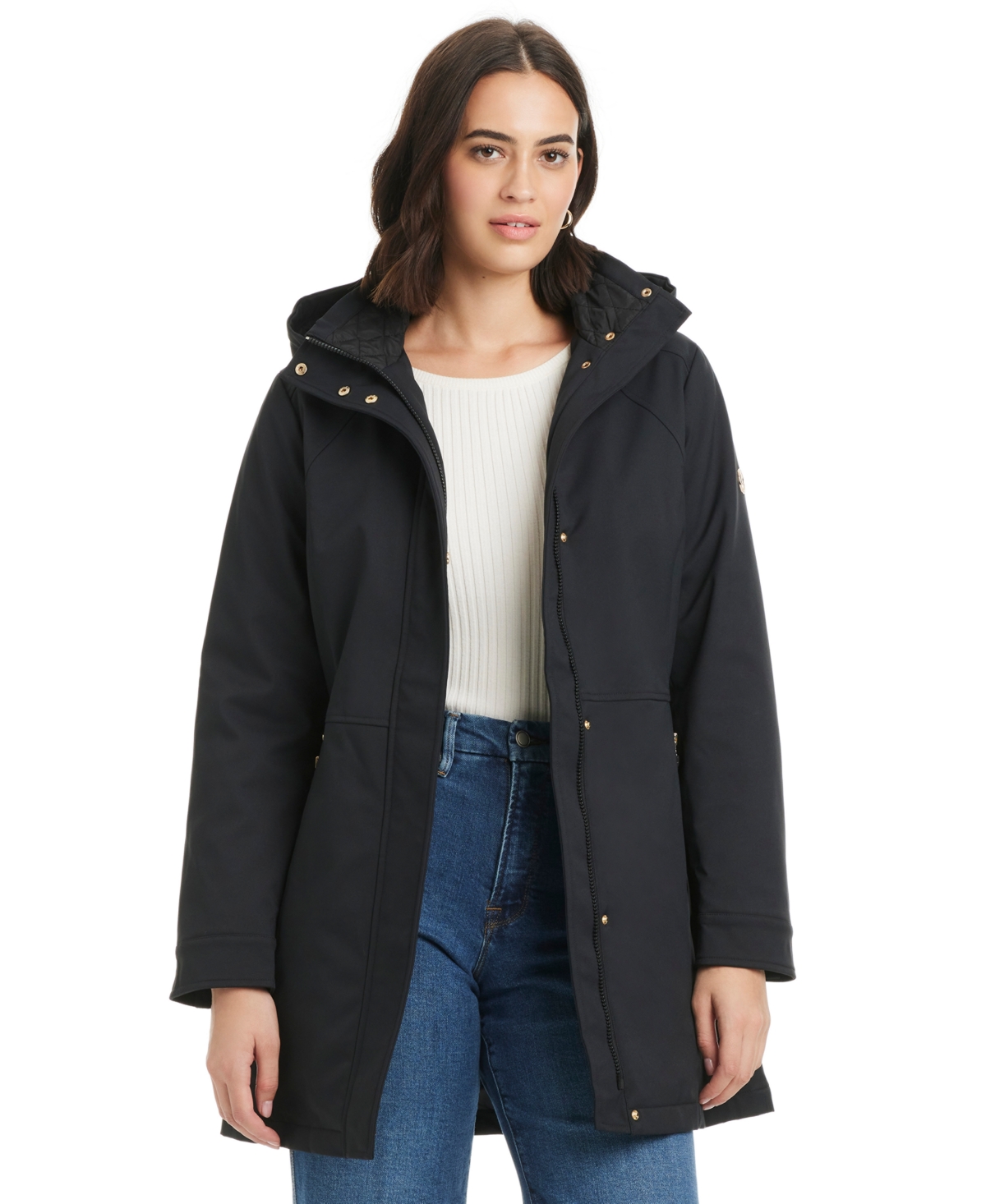 Jones New York Women's Hooded Softshell Coat In Black