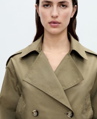 Women's Double-Breasted Cropped Trench Jacket