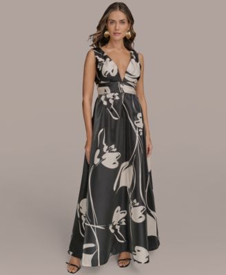 Donna Karan New York - Women's Printed V-Neck Sleeveless Gown