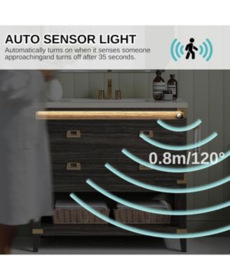 36" Bathroom Vanity with Motion Sensor Light, Wood Bathroom Vanity