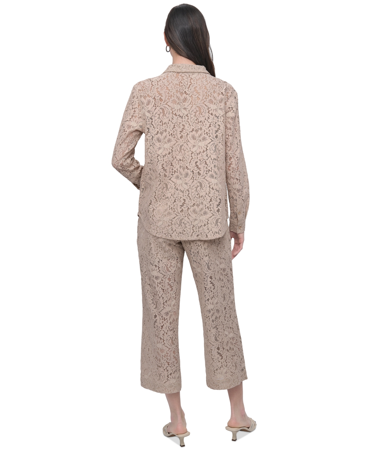 DKNY JEANS WOMEN'S LONG SLEEVE BUTTON FRONT LACE SHIRT 