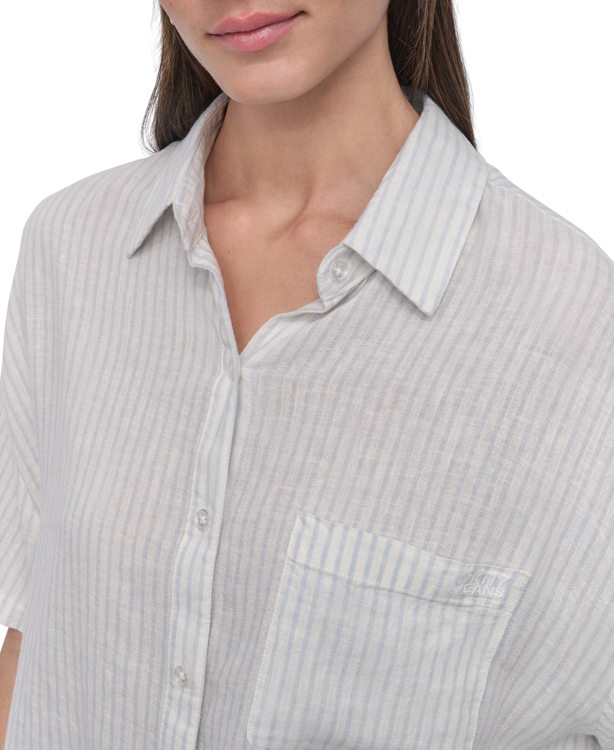 Shop Dkny Jeans Women's Oversized Cropped Shirt