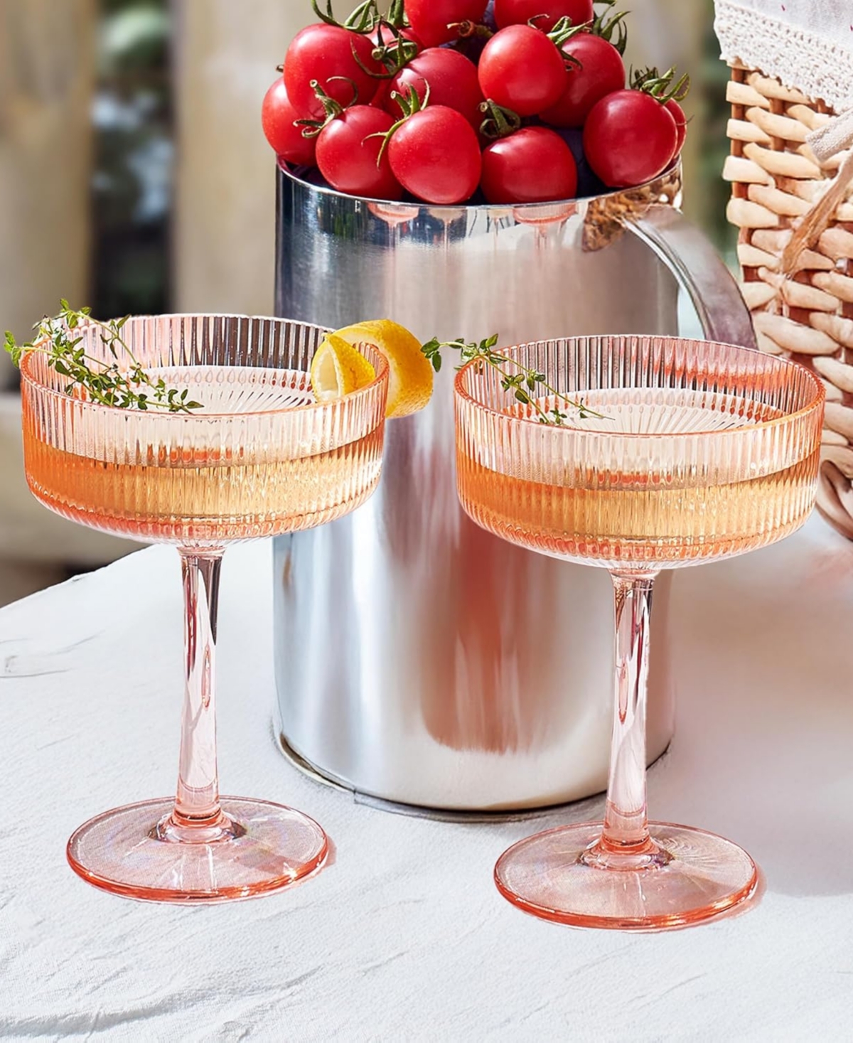 The Wine Savant Khen Art Deco Shatterproof Coupe Glasses, Set Of 2 In Pink
