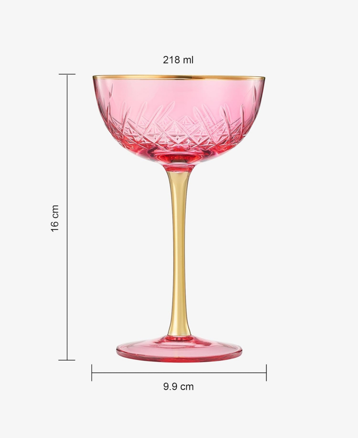 The Wine Savant Vintage Art Deco Coupe Glasses, Set Of 2 In Pink
