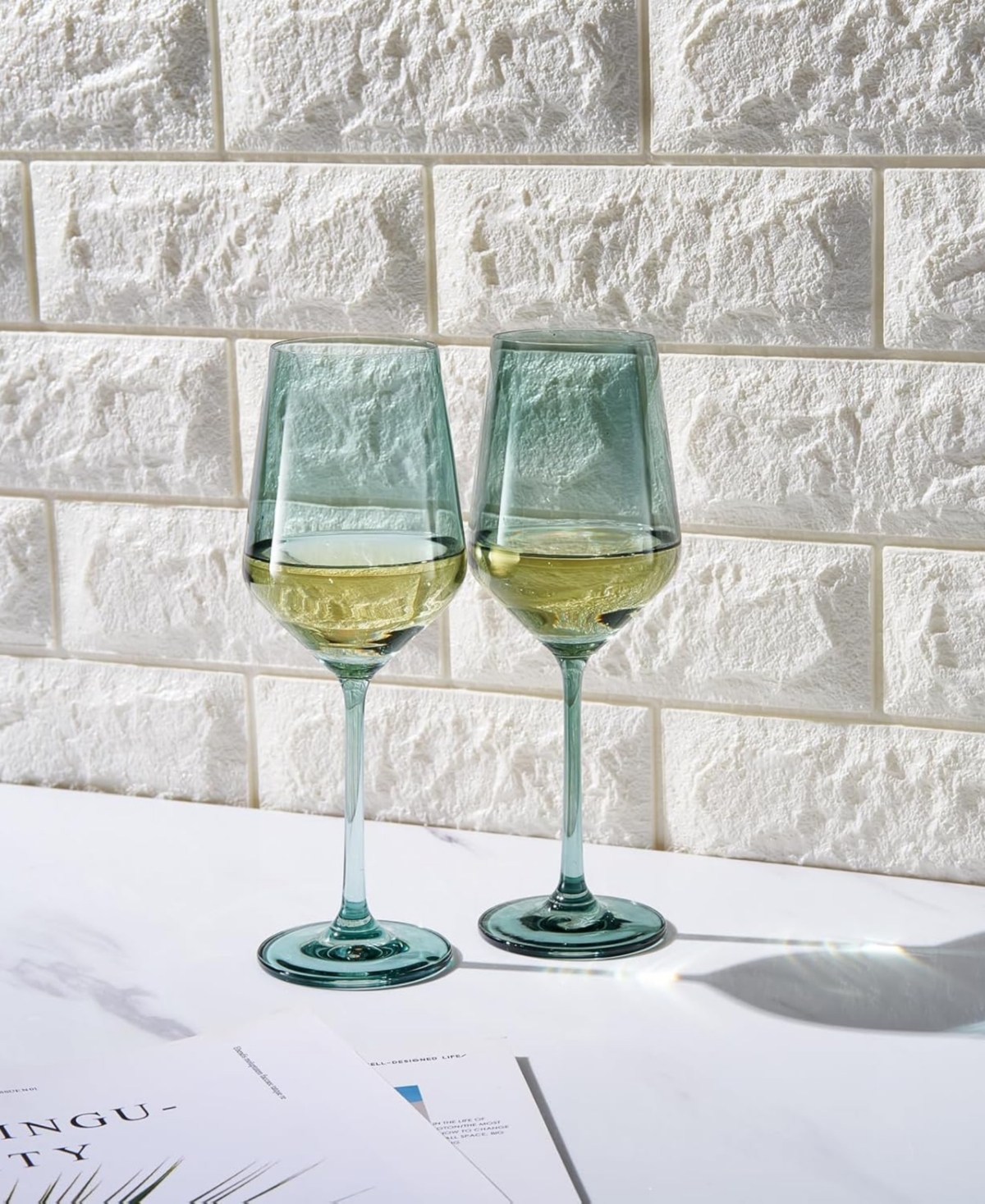 The Wine Savant Contemporary Wine Glasses, Set Of 2 In Teal