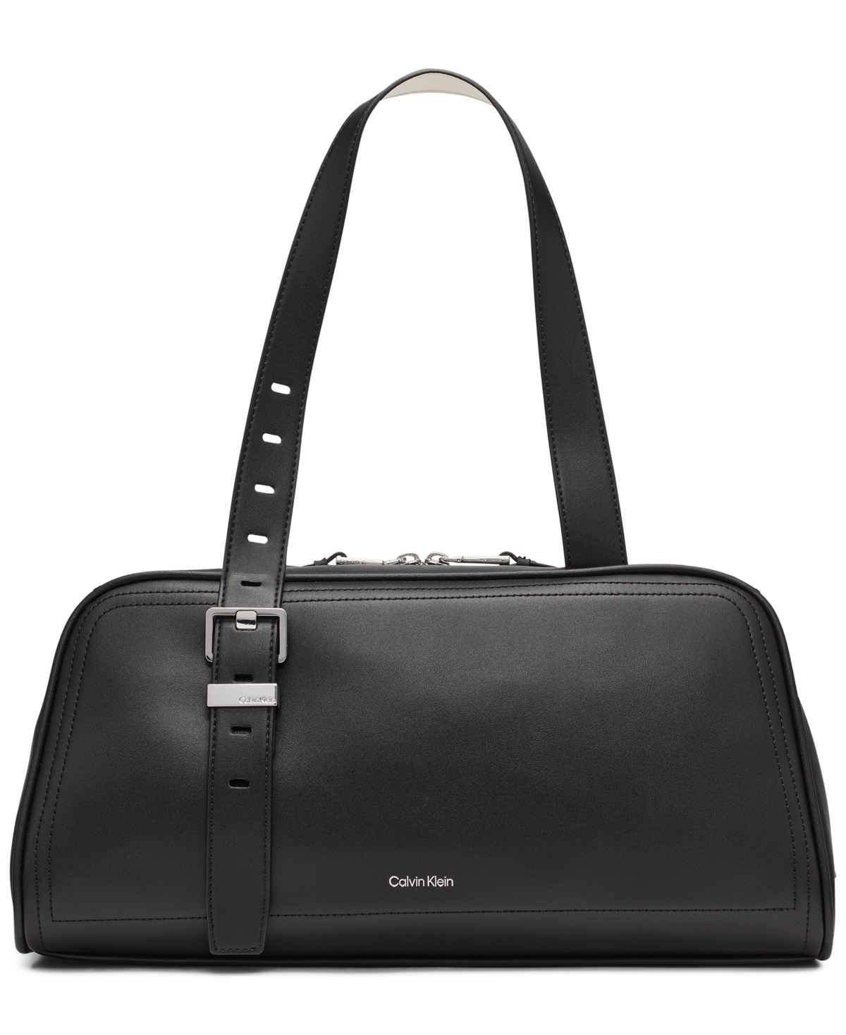 Shop Calvin Klein Lowen Satchel Bag In Black,white