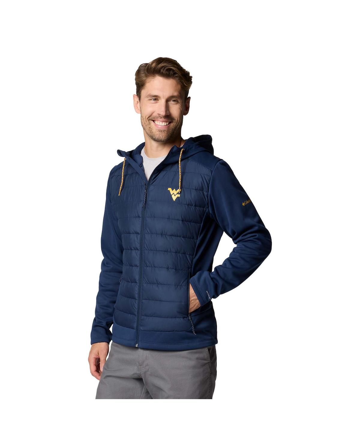 Men's Navy West Virginia Mountaineers Out-Shield Hybrid Full-Zip Hoodie Jacket - Navy