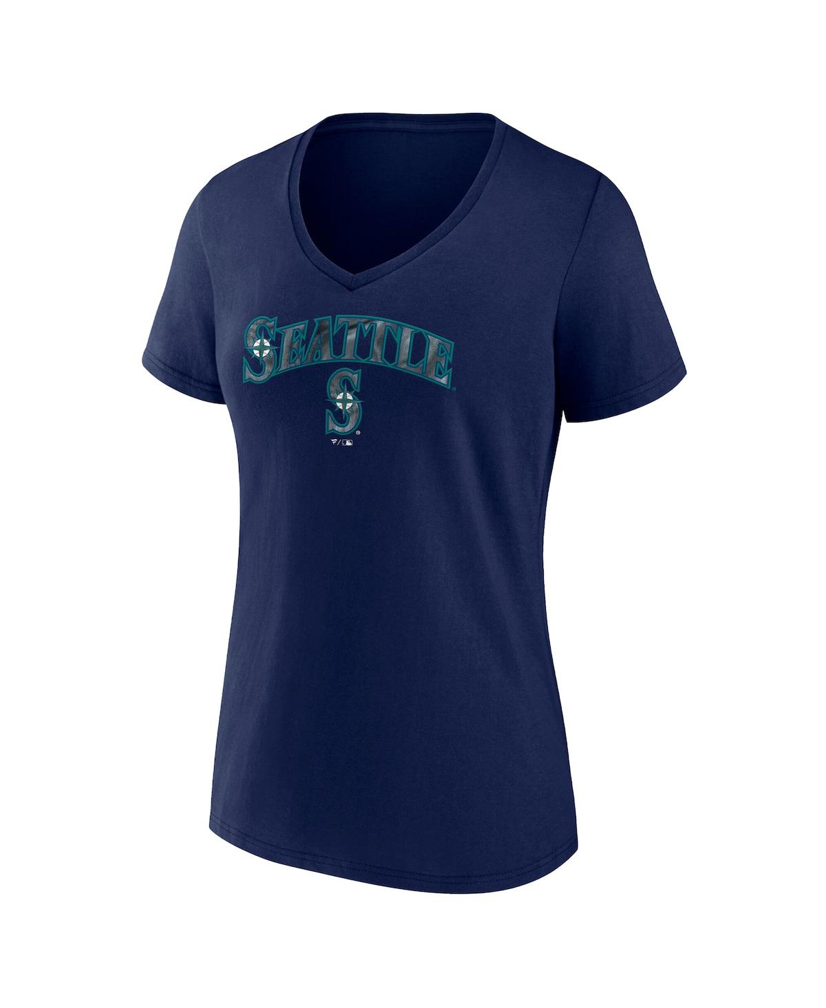 Fanatics Women's Navy Seattle Mariners Shine Bright V-neck T-shirt In Navy
