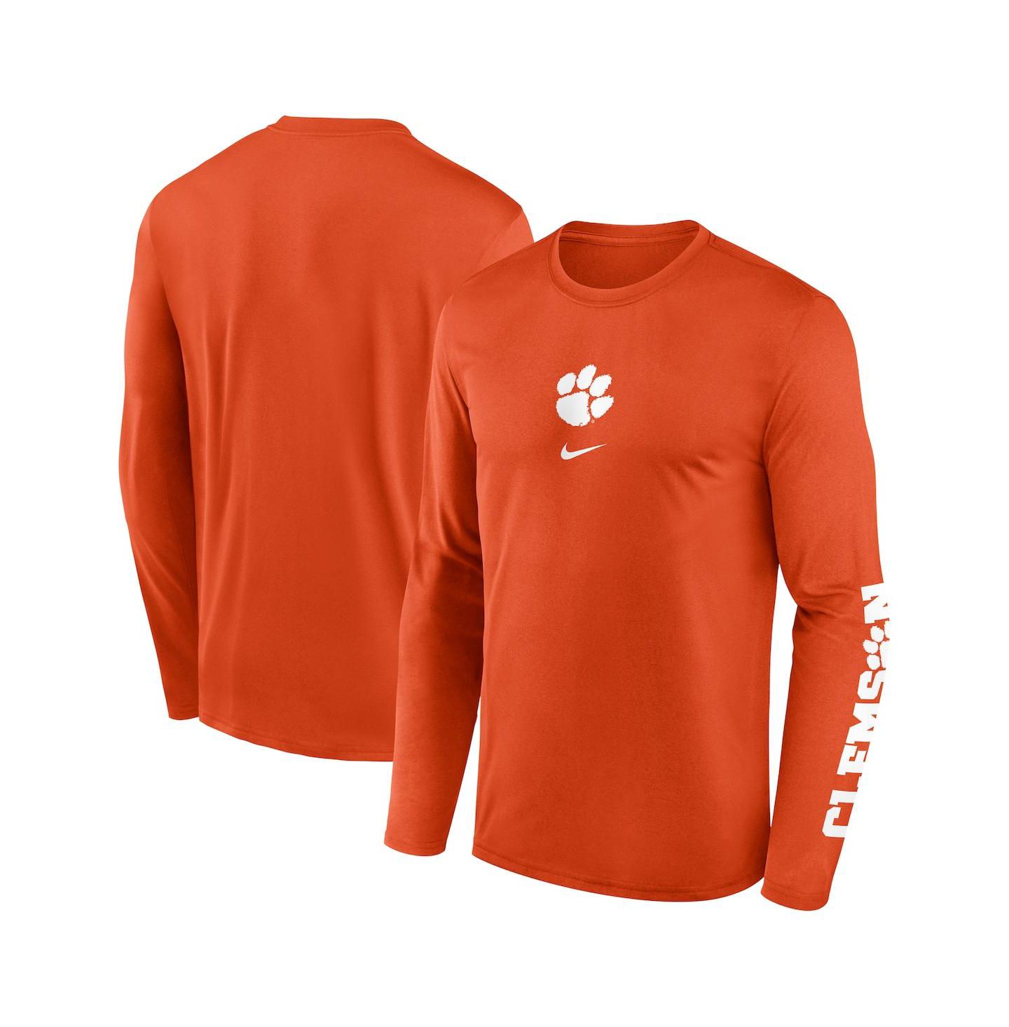 Мужская футболка Nike Orange Clemson Tigers Primetime Center Lockup Two-Hit Legend Long Sleeve — фото 1