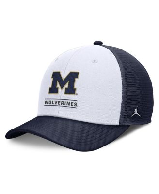 Jordan - Men's White/Navy Michigan Wolverines Rise Adjustable Trucker Hat