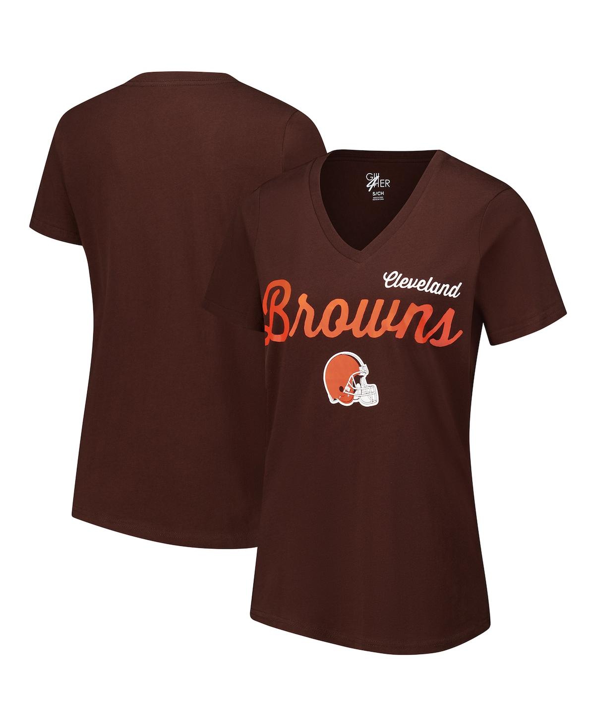Women's Brown Cleveland Browns Post Season V-Neck T-Shirt - Brown