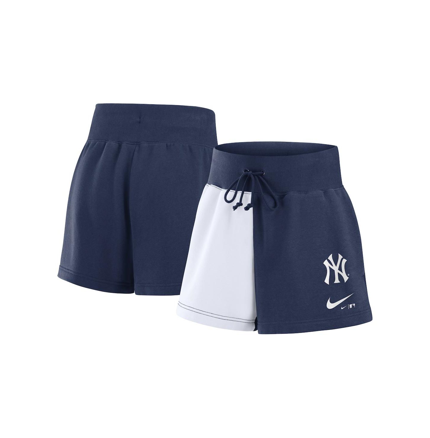 Женские флисовые домашние шорты Nike New York Yankees Phoenix, Navy/White — фото 1
