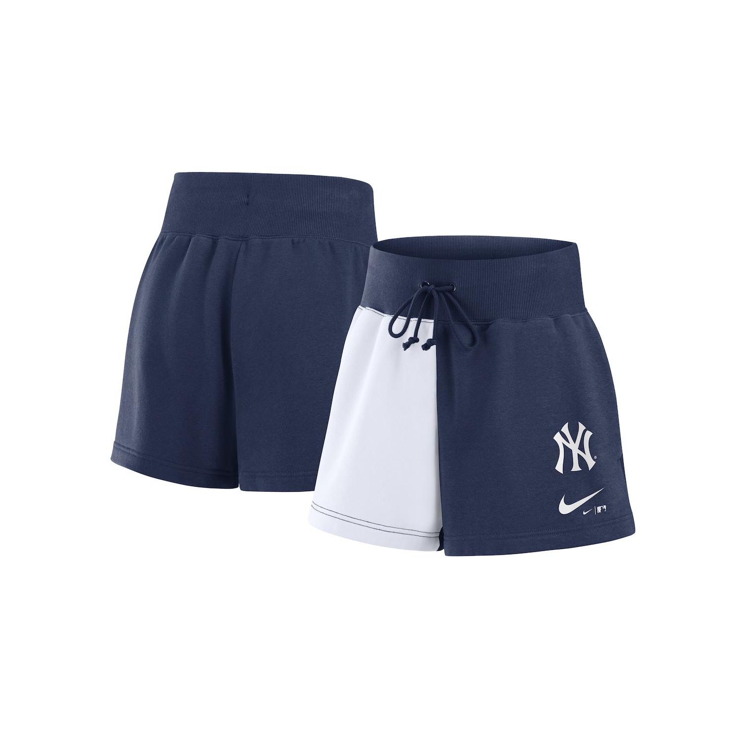 Women's Navy/White New York Yankees Color-Block Phoenix Fleece Lounge Shorts
