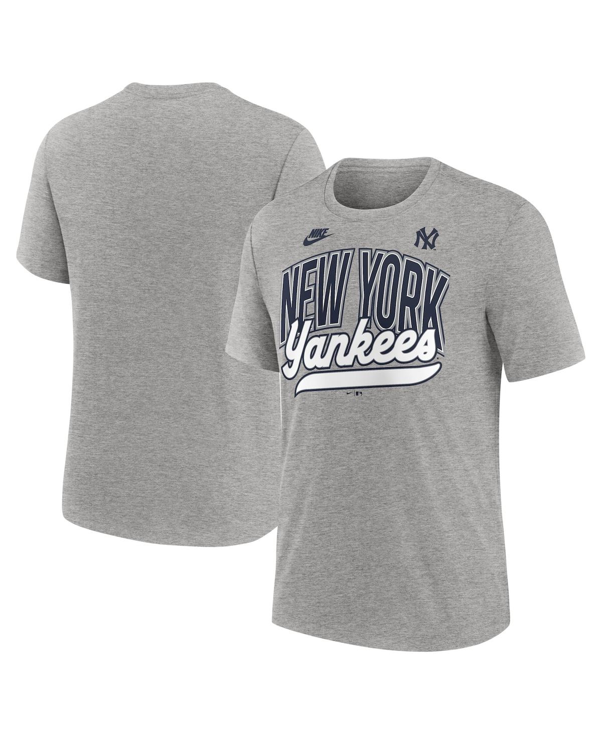 Nike Heather Gray New York Yankees Cooperstown Collection Retro Tri-blend T-shirt In Heather Gray