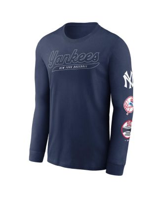 Men's Navy New York Yankees Cooperstown Collection Knockout Long Sleeve T-Shirt