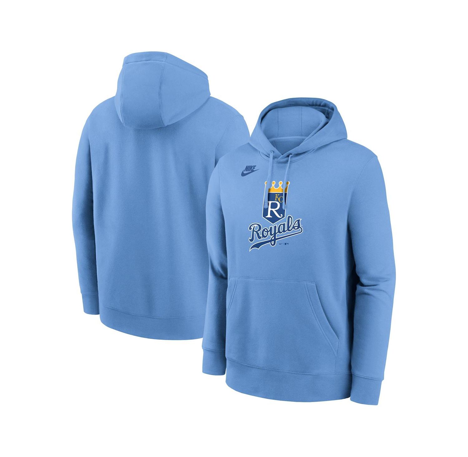 Men's Light Blue Kansas City Royals Cooperstown Collection Logo Club Pullover Hoodie