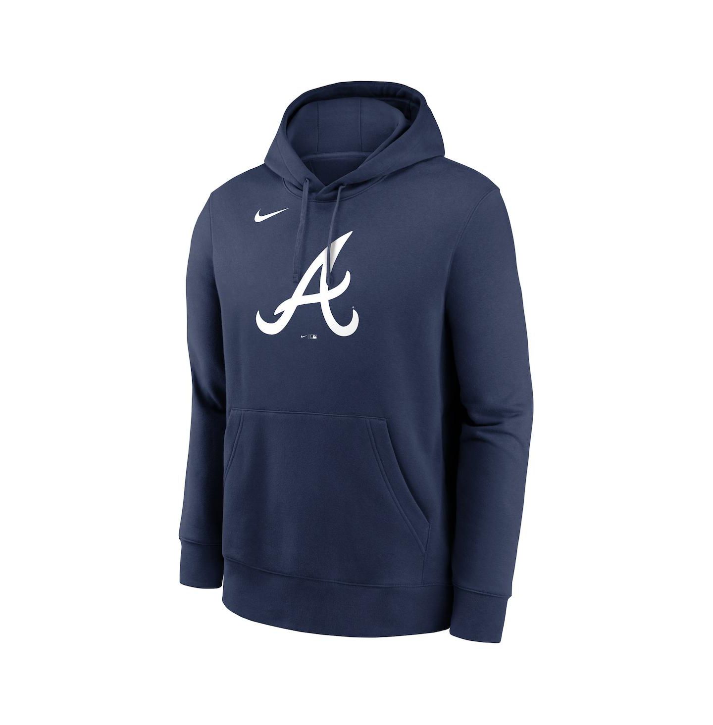 Мужское худи Nike Navy Atlanta Braves Logo Club Fleece Pullover — фото 2