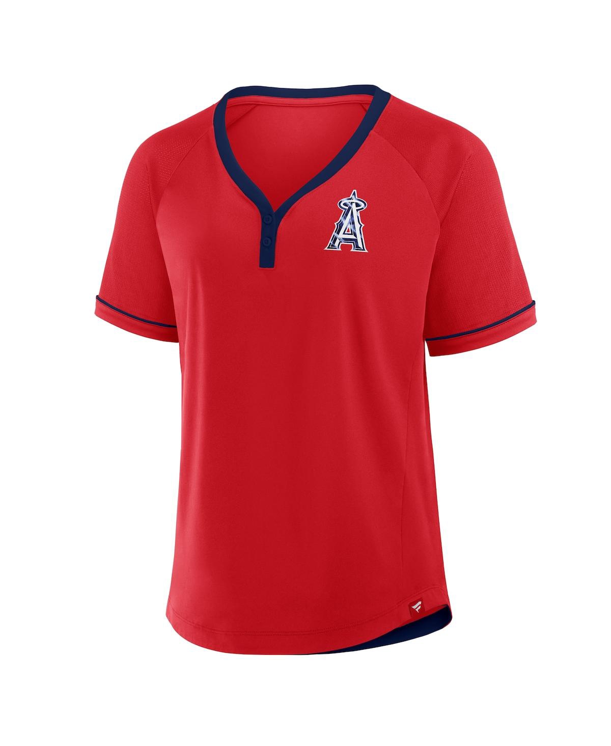 Fanatics Women's Red Los Angeles Angels League Diva Star Raglan V-neck T-shirt In Red