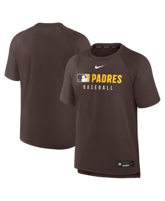 Nike - Men's Brown San Diego Padres Authentic Collection Pregame Raglan Performance T-Shirt