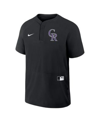 Men's Black Colorado Rockies Authentic Collection Raglan Short Sleeve Windshirt